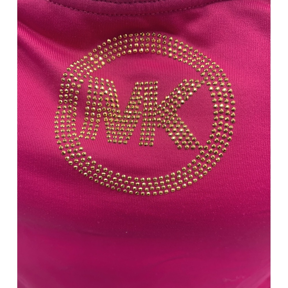 Michael Kors Tankini Top Swimsuit Size Medium Pink Logo Padded Shelf Bra - Picture 3 of 5